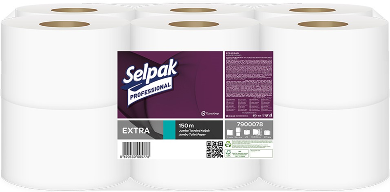 SELPAK PROFESSİONAL EXTRA JUMBO TUVALET KAĞIDI 150 MT 12 Lİ KOLİ